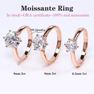 Moissanite Silver Ring with 18K Rose Gold Plated Round Cut 1 Carat 2CT 3CT Moissanite Diamond Ring