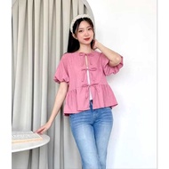 JANE TOP - Women's Coquette Top - Korean Blouse - Ribbon Top - Coquette Top