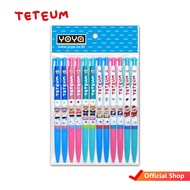 YOYA โยย่า ปากกาลูกลื่น หมึกน้ำเงิน ลาย TETEUM รุ่น T1001 แพ็ค 12 ด้าม