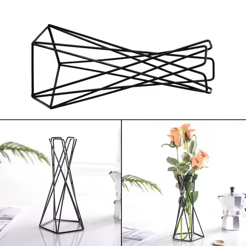 2026 Nordic Style Air Plant Holder Metal Flower Pots Stand Geometric Iron Tillandsia Holder Table Ho