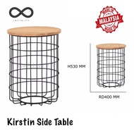 Infinity Kristin Side Table / Tea Table / Metal Leg / Top Solid Wood (Natural / Walnut)