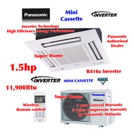 Panasonic 1.5hp Mini Cassette Inverter Aircond CS-S12SB4HW-1 &amp; CU-S12MBZ (Panel CZ-BT20EW-1) 4-Way Ceiling Mini Cassette Inverter Air Conditioner R410a (11,900Btu)