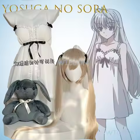 Yosuga no Sora Anime Sleepwear Sora Kasugano Cosplay Dress Princess Lace Nightgown Lolita Silk S