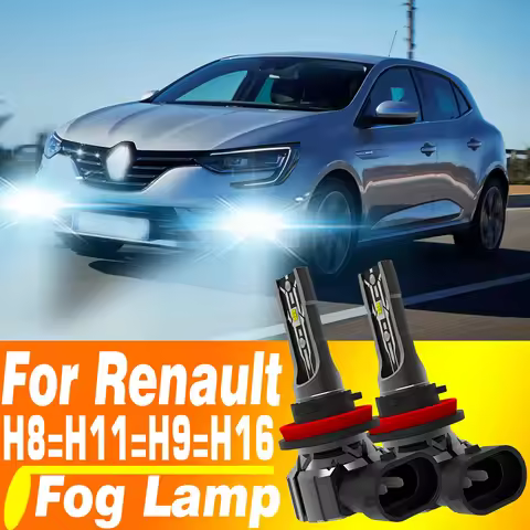 2x H11 H8 H16 H9 LED Fog Lights Canbus Car Bulb Lamp 12V 55W for Renault Megane 3 2 4 Scenic Clio Du