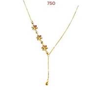 Wing Sing 750 Rantai Leher Set Sekali Loket Choker Love Bunga Tube Fesyen Tulen Emas 750/ Necklace C