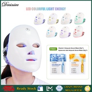 DECINIEE USB Charge 7 Colors LED Facial Mask Photon Therapy Skin Rejuvenation Anti Acne Wrinkle Removal Skin Care Mask Skin Brightenin Free moisturizing facial mask