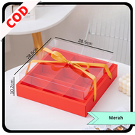 [5 PCS] KOTAK KUE SEKAT HAMPERS MERAH PUTIH MIKA TRANSPARAN PITA CUPCAKE PUDDING PACKAGING BOX