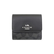 [Coach] Wallet (Trifold Wallet) FCE930 CE930 Graphite × Black Luxury Color Block Signature PVC Leather Small Trifold Wallet Women [Outlet Item] [Brand]