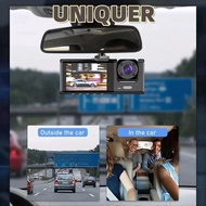 UNIQUER Car DVR, IR Night Vision HD Recording Vehicle Recorder,  APP Control 3 Channels 360° View Ca