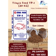 MAKANAN IKAN TALAPIA TP-1 [20KG] [Size 3.3mm] / MAKANAN IKAN PREMIUM / IKAN AIR TAWAR