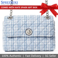 Kate Spade Handbag In Gift Box Shoulder Bag Crossbody Bag Natalia Tweed Medium Flap Shoulder Bag Blue # K7319