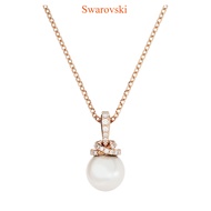 สวารอฟสกี้ ผู้หญิงกุหลาบโซ่ทองกุญแจมือไข่มุกสีขาวผู้หญิงจี้สร้อยคอของขวัญสำหรับแฟน Swarovski Womens