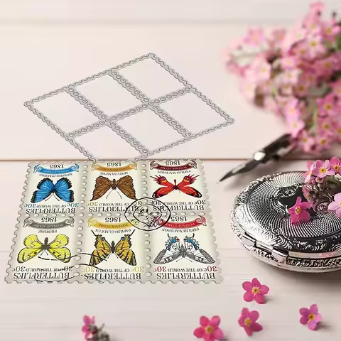 Postage Stamps Metal Cutting Dies Scrapbooking Embossing Folder Suit for Sizzix Fustella Big Shot Cu