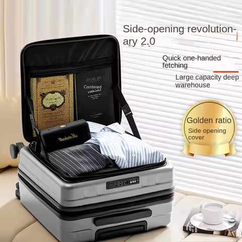 Travel Suitcase Trip Cabin Side-Opening Lid Deep Compartment with Charging Port Large Capacity Expan