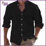 Yoewre Men Spring Shirt Cardigan Shirt Mens Summer Stand Collar Cardigan Casual Office Wear Top