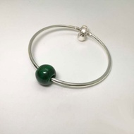 寶石手環 緬甸玉圓珠款 五月誕生石 925純銀硬鍊 手圍21cm 送禮