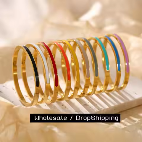 CARLIDANA Luxury Colorful Orange Enamel Bangles Bracelets for Women Party Gift Fashion Bangles Origi