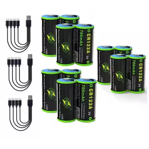 CR123A rechargeable battery 700mAh 3.0V lithium battery USB battery charged via Type-C charging cabl