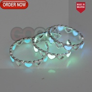 GG Women Fashion Adjustable Open Luminous Hollow Love Heart Shaped Rings / Ladies Silver Glow Charm 