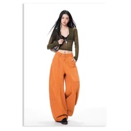 ELWYN wide-leg jeans, curved-leg jeans, loose, comfortable, unique style, orange color, size L