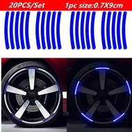 20PCS Car Wheel Hub Reflective Stripes Sticker Driving Safety Tire Decor Warning Sticker Warning Ref