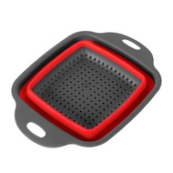 Red Colour Silicone Collapsible Colander | Square Collapsible Strainer