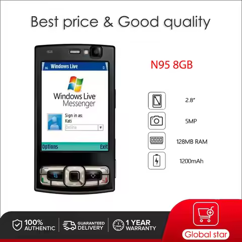 Original Unlocked N95 8GB 5MP WIFI Bluetooth FM radio Mobile Phone Russian Arabic Hebrew Keyboard Ma