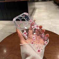 Minimalist Pink Flower Elements Fashion Phone Case Flower 1pc New Minimalist Peach Blossom Transpare