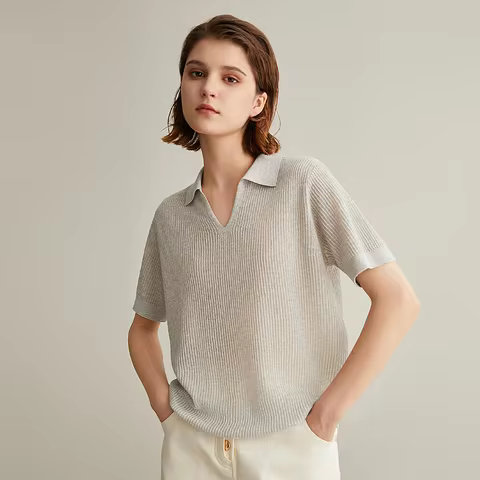 BC657 Luxury Brand Women's Clothing Fashion Ladies Knitted Pullover Linen Silk Polo Shirts Sweaters 