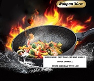 Brand New Korean Stone Wok Pan with Lid. 30cm / 32cm. Durable. Local SG Stock and warranty !!