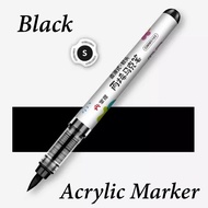 GRASP Brush Pen Acrylic Marker Penebal Crayon Warna Hitam / Putih