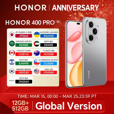 HONOR 400 Pro 5G 12GB+512GB Global Version Smartphone 200MP AI Main Camera 6.7'' AMOLED Screen 6000 