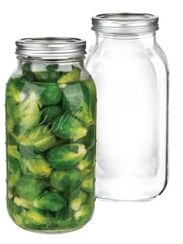 Wide-Mouth Ball Mason Jar 64 Ounces Half Gallon Approximately 18 Liters Large Tank 2 Quarts Kitchen 