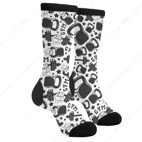 Fitness Club Black Dumbbells Casual Funny Funky Novelty Socks For Men Women Sports Socks Adults Prin