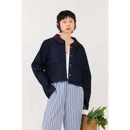 EESOME Luisa 2-in-1 Outer (Denim-Brown, Khaki-Cream) / japanese style denim balloon jacket premium a