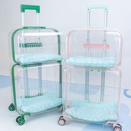 Double Layer Stroller Trolley Case Pet Outing Cat Dog Bag Portable Two Suitcases Transparent Space C