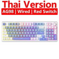ZIFRIEND คีย์บอร์ดกล AG98 98คีย์คีย์บอร์ดแบบมีสายแสงไฟ RGB และไฟด้านข้างสำหรับเล่นเกมคีย์บอร์ดออฟฟิศ
