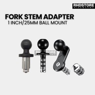 Fork Stem Adapter 1in Ball Mount Accessories For Car Motorcycle Gopro Quadlock Ram Bracket