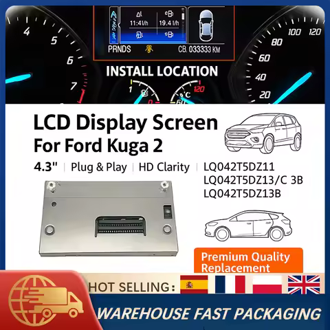 4.3" LCD Display Screen Replacement For Ford Kuga 2 LQ042T5DZ11 LQ042T5DZ13C LQ042T5DZ13B Instrument
