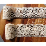 LyNa- [Roll 1- 2 meters] Cream cotton lace ribbon from 5.5cm to 10cm