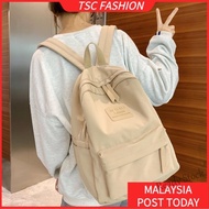 【Ready Stock】 ♙✲ C23 TSCfashion Simple Fashion Waterproof Anti-theft School Bag Ins Student Backpack Campus Retro Literature and Art Class Bag
