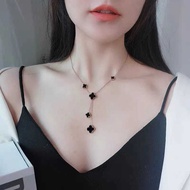 Korean Clover Dangle Titanium Necklace For Women/Latest Clover Chain Necklace