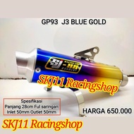 Slincer Silincer Knalpot SJ88 Racing GP93 J3 Blue Gold 28 cm In Out 50