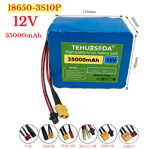 12V 35Ah 18650 Rechargeable Lithium Battery Pack 3S10P High Capacity Suitable for Motorcycle Sprayer