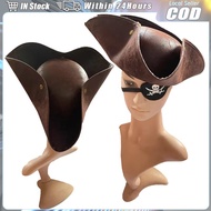 Pirate Hat Pirate imitation Leather Vintage Wrinkle Distressed Captain Triangular Hat Pirate Cosplay