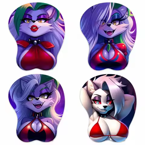 NEW 3D Mouse Pad LOONA & Roxanne Wolf FNAF Oppai Mousepad Breast Gaming Wrist Rest Anime Manga Anthr