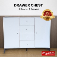 Almari Baju Laci / 4 Drawer Chest with 2 Doors Legs Laci Baju storage wardrobe alamari baju murah be