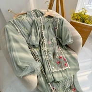 Floral Dress Sage Green (Can be Breastfeeding)