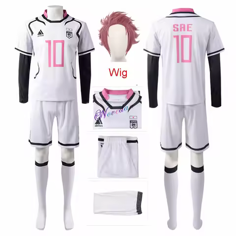 U20 Japan Blue Lock Anime Cosplay Costume Wig Bachira Sae Shidou Aiku Football Soccer White Jersey T