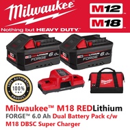 MILWAUKEE M18 RED LITHIUM FORGE 6.0Ah BATTERY M18 DBSC Super Charger